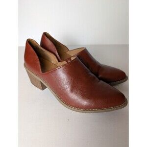 Cynthia Rowley Shoes Eddie Block Heel Pointed Toe Slip On Mules Size 9.5M Cognac